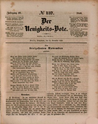 Der Neuigkeitsbote Samstag 14. November 1840