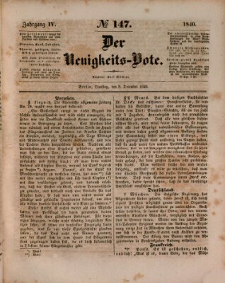 Der Neuigkeitsbote Dienstag 8. Dezember 1840