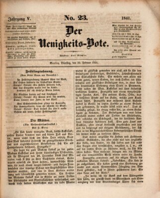 Der Neuigkeitsbote Dienstag 23. Februar 1841