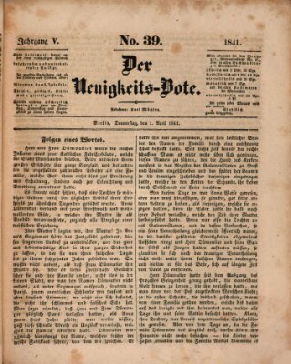 Der Neuigkeitsbote Donnerstag 1. April 1841