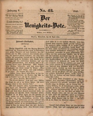 Der Neuigkeitsbote Samstag 10. April 1841