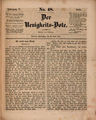 Der Neuigkeitsbote Donnerstag 22. April 1841