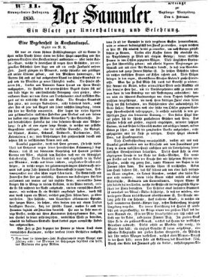 Der Sammler (Augsburger Abendzeitung) Mittwoch 6. Februar 1850