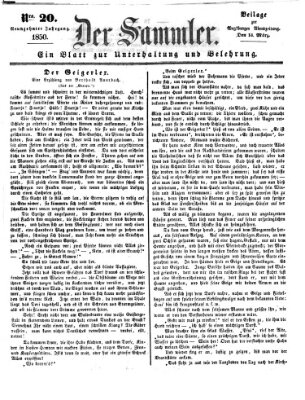 Der Sammler (Augsburger Abendzeitung) Mittwoch 13. März 1850