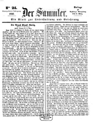 Der Sammler (Augsburger Abendzeitung) Mittwoch 27. März 1850