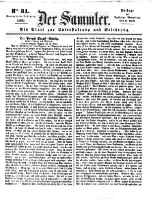 Der Sammler (Augsburger Abendzeitung) Mittwoch 17. April 1850