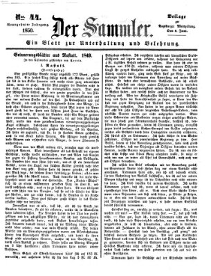 Der Sammler (Augsburger Abendzeitung) Samstag 8. Juni 1850