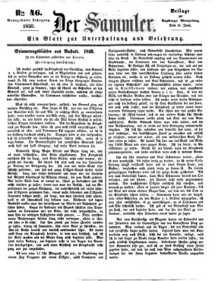 Der Sammler (Augsburger Abendzeitung) Samstag 15. Juni 1850