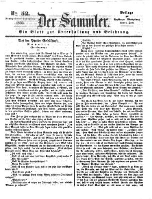 Der Sammler (Augsburger Abendzeitung) Samstag 6. Juli 1850