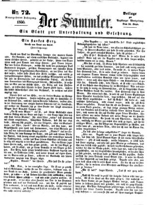 Der Sammler (Augsburger Abendzeitung) Mittwoch 18. September 1850