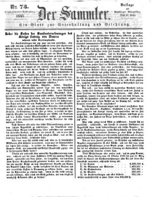 Der Sammler (Augsburger Abendzeitung) Samstag 21. September 1850