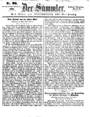 Der Sammler (Augsburger Abendzeitung) Mittwoch 18. Dezember 1850