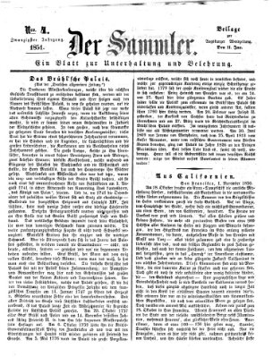 Der Sammler (Augsburger Abendzeitung) Samstag 11. Januar 1851