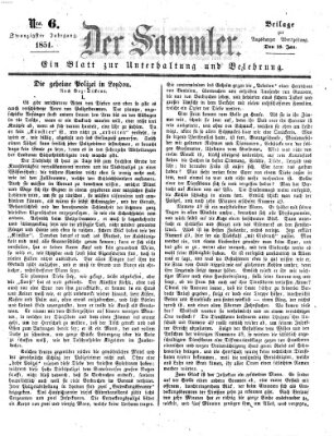 Der Sammler (Augsburger Abendzeitung) Samstag 18. Januar 1851