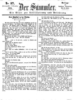 Der Sammler (Augsburger Abendzeitung) Mittwoch 26. Februar 1851