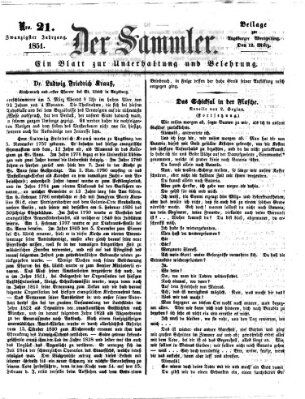 Der Sammler (Augsburger Abendzeitung) Mittwoch 12. März 1851