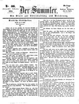 Der Sammler (Augsburger Abendzeitung) Mittwoch 30. April 1851