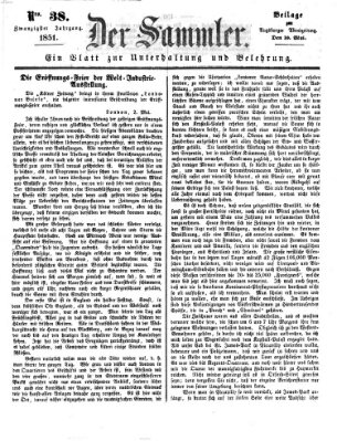 Der Sammler (Augsburger Abendzeitung) Samstag 10. Mai 1851