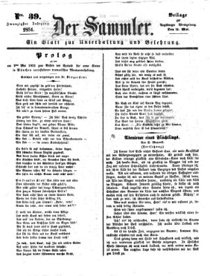 Der Sammler (Augsburger Abendzeitung) Mittwoch 14. Mai 1851