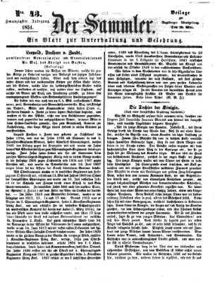 Der Sammler (Augsburger Abendzeitung) Mittwoch 28. Mai 1851