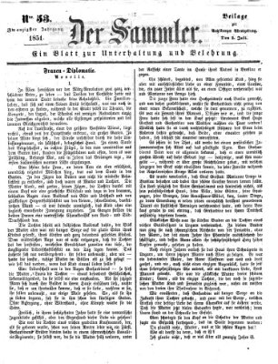 Der Sammler (Augsburger Abendzeitung) Mittwoch 2. Juli 1851