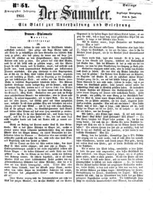 Der Sammler (Augsburger Abendzeitung) Samstag 5. Juli 1851