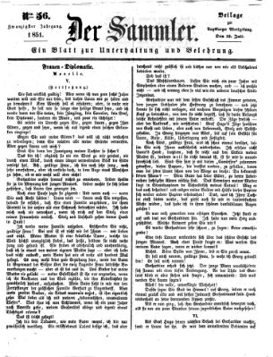 Der Sammler (Augsburger Abendzeitung) Samstag 12. Juli 1851