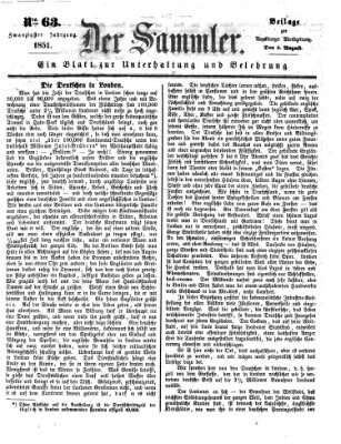 Der Sammler (Augsburger Abendzeitung) Mittwoch 6. August 1851