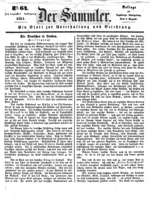 Der Sammler (Augsburger Abendzeitung) Samstag 9. August 1851