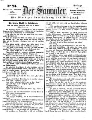 Der Sammler (Augsburger Abendzeitung) Samstag 13. September 1851