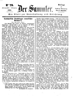 Der Sammler (Augsburger Abendzeitung) Samstag 27. September 1851