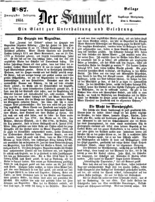 Der Sammler (Augsburger Abendzeitung) Samstag 1. November 1851