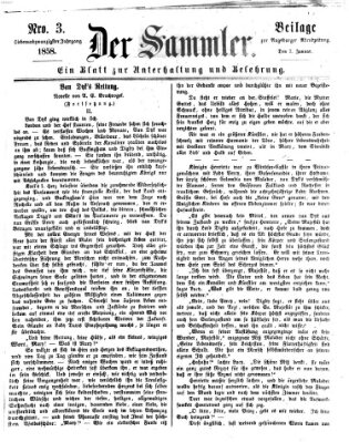 Der Sammler (Augsburger Abendzeitung) Donnerstag 7. Januar 1858