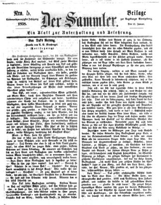 Der Sammler (Augsburger Abendzeitung) Dienstag 12. Januar 1858