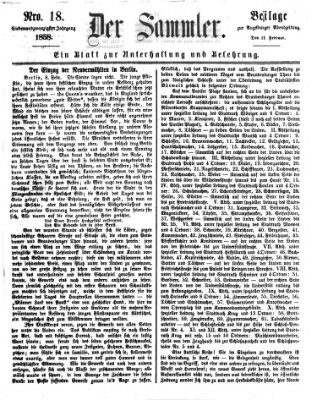 Der Sammler (Augsburger Abendzeitung) Donnerstag 11. Februar 1858