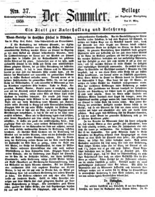 Der Sammler (Augsburger Abendzeitung) Samstag 27. März 1858