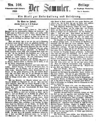 Der Sammler (Augsburger Abendzeitung) Samstag 11. September 1858