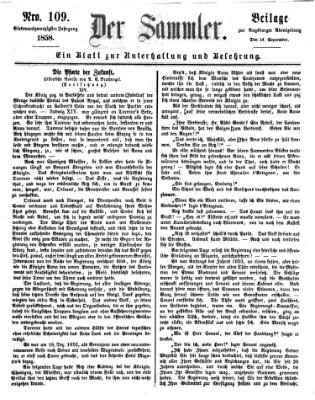 Der Sammler (Augsburger Abendzeitung) Dienstag 14. September 1858