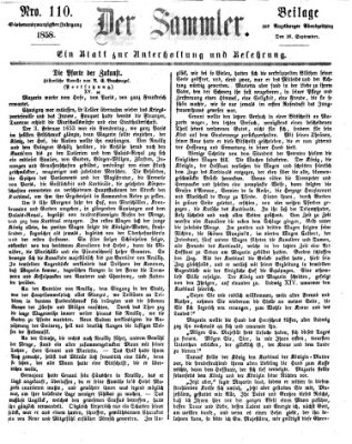 Der Sammler (Augsburger Abendzeitung) Donnerstag 16. September 1858