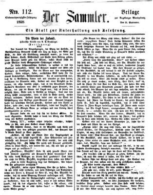 Der Sammler (Augsburger Abendzeitung) Dienstag 21. September 1858