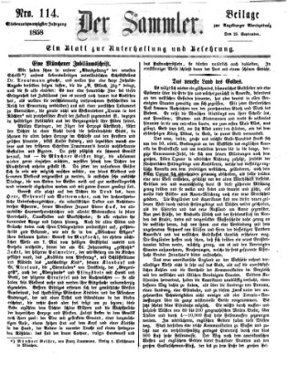 Der Sammler (Augsburger Abendzeitung) Samstag 25. September 1858