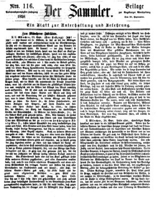 Der Sammler (Augsburger Abendzeitung) Donnerstag 30. September 1858