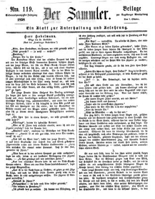 Der Sammler (Augsburger Abendzeitung) Donnerstag 7. Oktober 1858