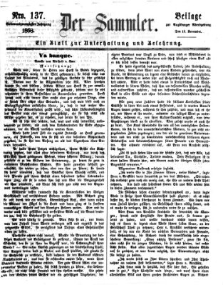 Der Sammler (Augsburger Abendzeitung) Donnerstag 18. November 1858