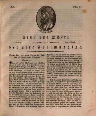 Ernst und Scherz oder Der alte Freimüthige Montag 5. August 1816