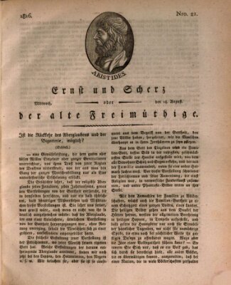 Ernst und Scherz oder Der alte Freimüthige Mittwoch 14. August 1816