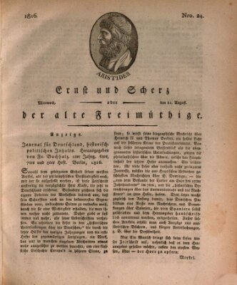 Ernst und Scherz oder Der alte Freimüthige Mittwoch 21. August 1816