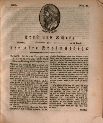 Ernst und Scherz oder Der alte Freimüthige Mittwoch 28. August 1816