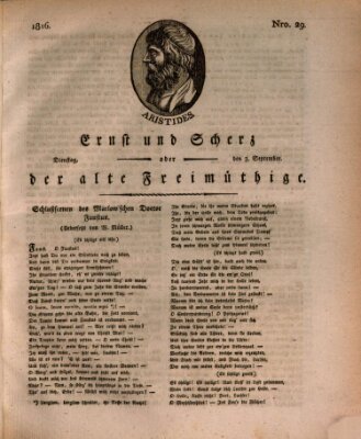 Ernst und Scherz oder Der alte Freimüthige Dienstag 3. September 1816