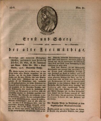 Ernst und Scherz oder Der alte Freimüthige Samstag 7. September 1816